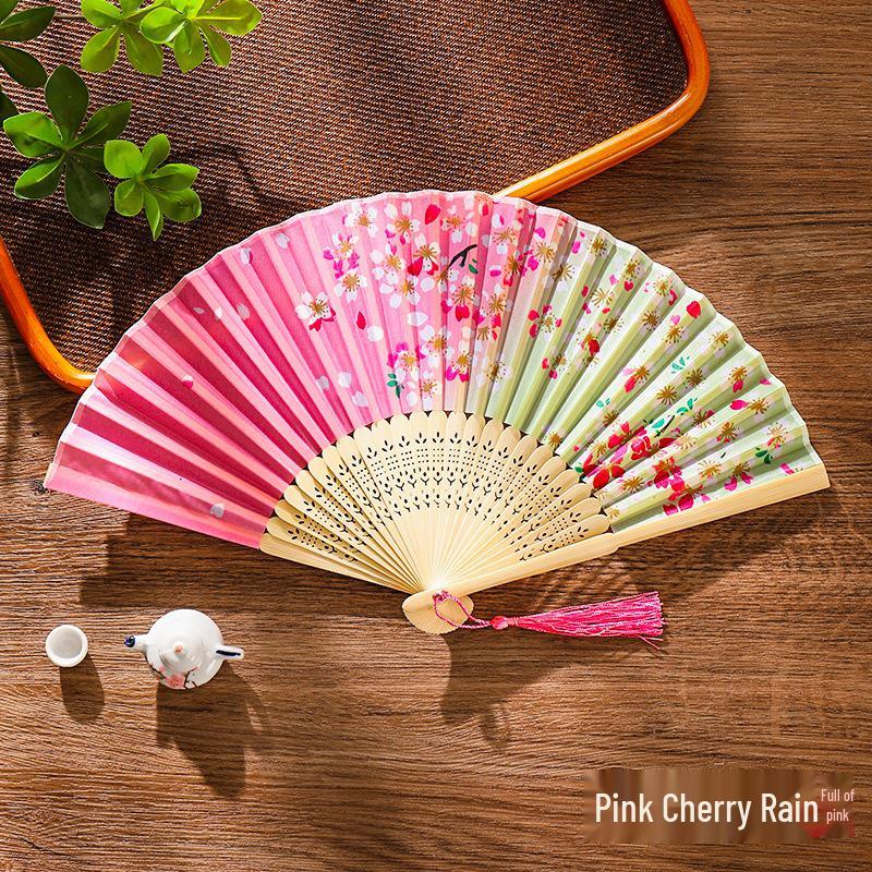 Chinese-Inspired Folding Fan: Ancient Style for Women, Children, and Students - Perfect for Hanfu, Cheongsam Dances, and Portable Summer Use.