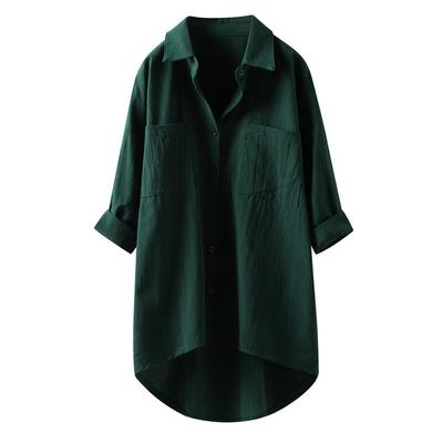 Spring Long Sleeve Plus Size Blouses Women's Cotton Blouse Shirt Ladies Lapel Loose Plus Size Top Vintage