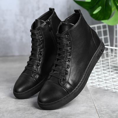 Mode Nouvelles Chaussures d'Automne Hiver pour Homme Cuir Véritable Montantes Baskets pour Homme Nouveau Design Bottes Décontractées en Cuir Classiques Tout-aller Mocassins pour Homme