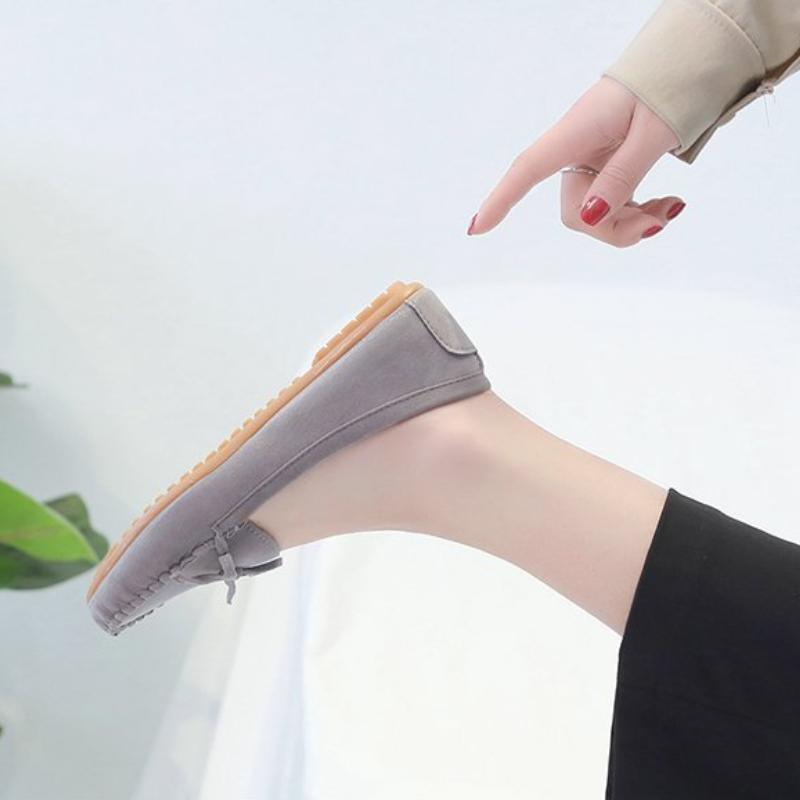 Chaussures Plates Loafers à Nœud pour Femmes, Antidérapantes à Bout Rond à Enfiler, Chaussures Plates Décontractées à Largeur Large pour le Printemps, Grandes Tailles 35-43