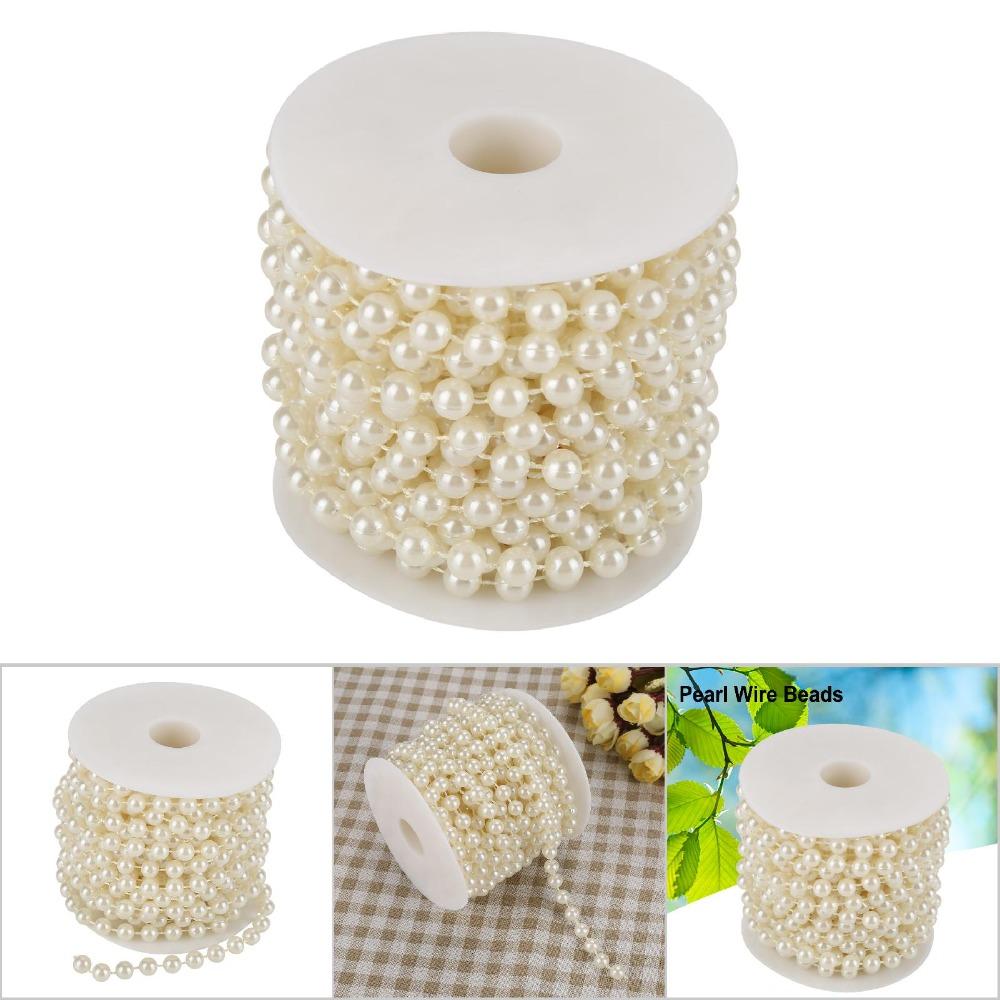 8mm Size Pearl Beads Garland White Faux Pearl Pearl Bead Roll Beige Color 10M Beads Garland Floral Centerpieces