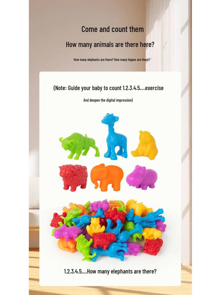 Children's Rainbow Counting Sorting Cups - Soft Rubber Early Education Puzzle Toy