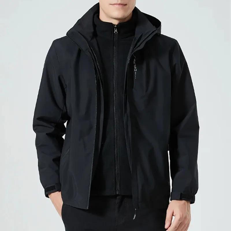 Jaqueta Masculina de Alto Desempenho Impermeável e à Prova de Vento - Capa de Chuva Respirável, Leve com Capuz Removível para Caminhada, Escalada & Atividades ao Ar Livre
