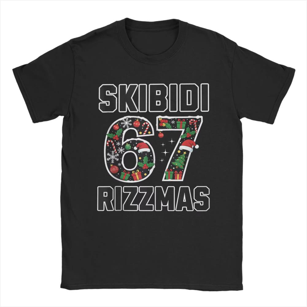 Rizz Christmas 67 Funny Xmas Gen Alpha Skibidi Rizzmas 67 TShirt Men Women Cotton Vintage TShirt Tee Shirt Short Sleeve Clothes 3XL