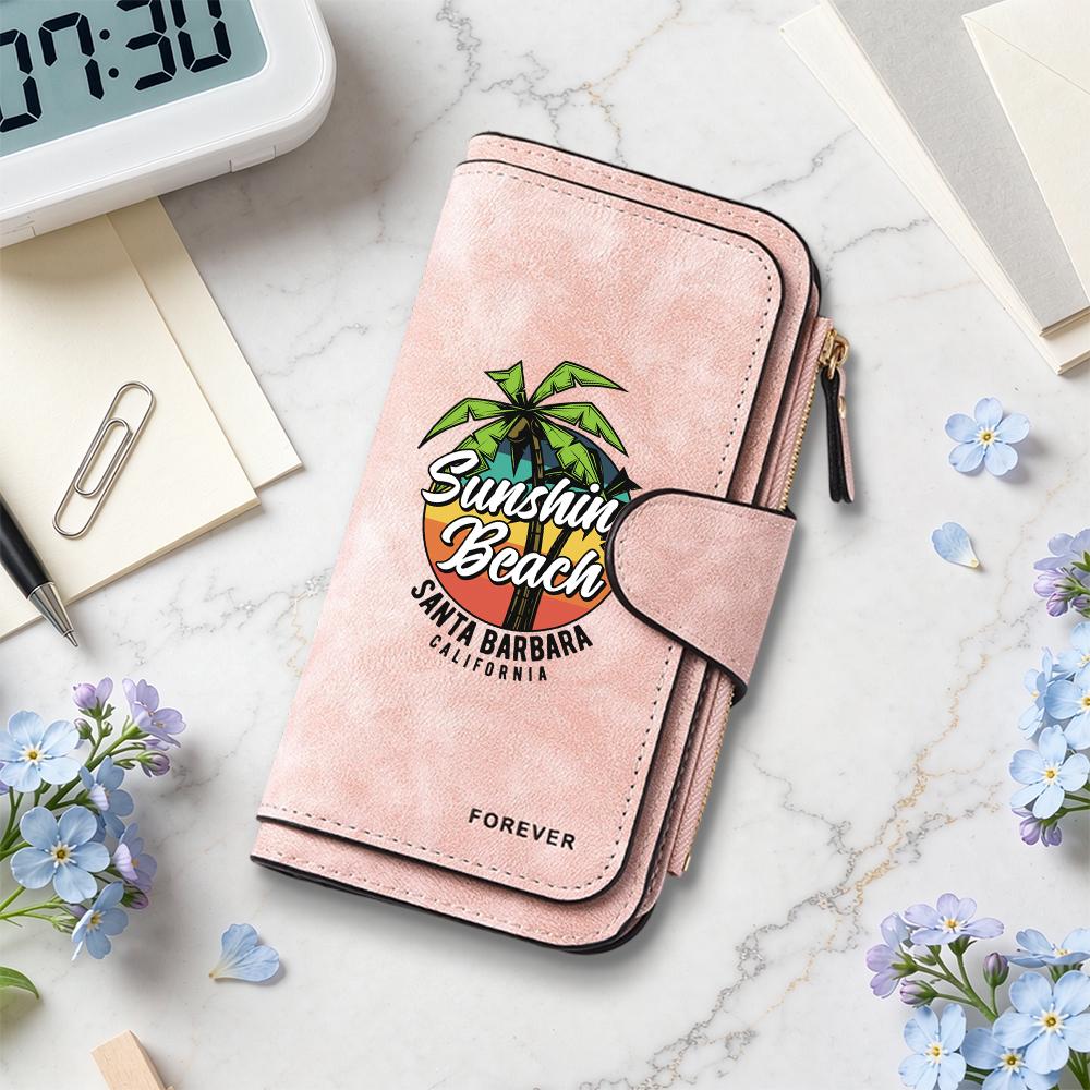Sunshine Beach Style Long Wallet Fashion Casual Card Holder Portable Daily Use Purse