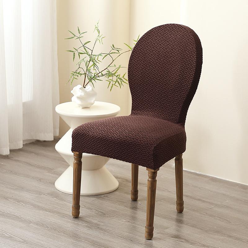 2pcs Oval Dining Table Chair Cover Stretch Backrest Round Back Dining Chair Cover Jacquard Chair Case Seat Cover for Home Hotel