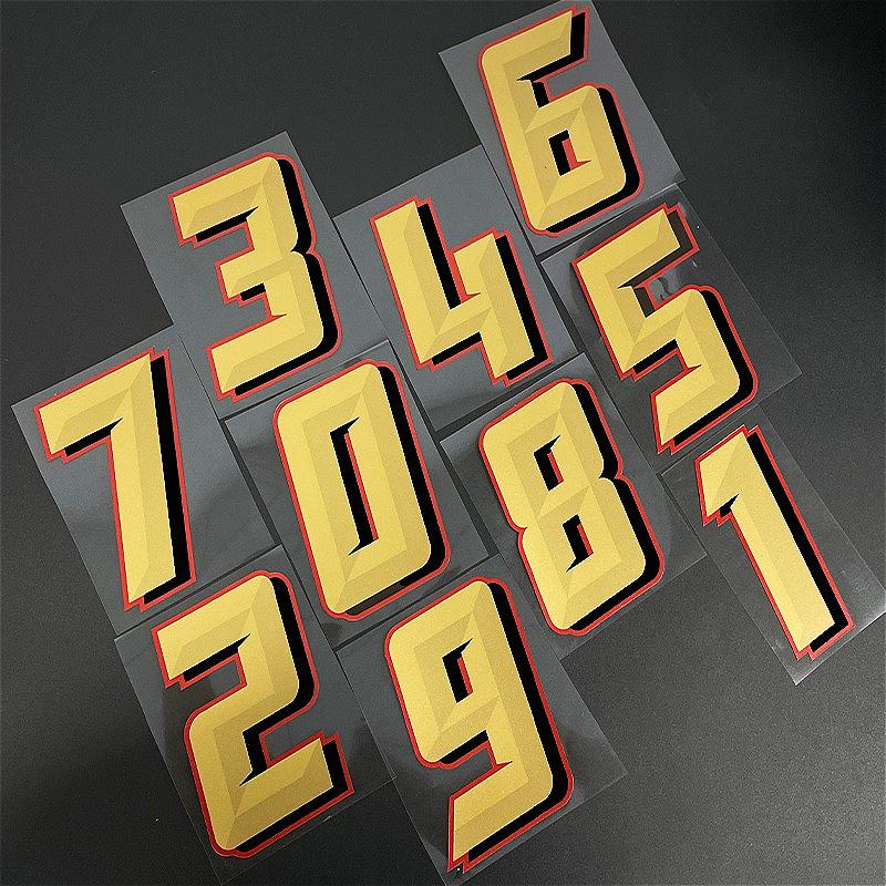 1pc Gold Number 0 To 9 Motorcycles Stickers Waterproof for Motorcycle Fairing Fuel Tank Helmet Car Window Universal Vinyl Decal