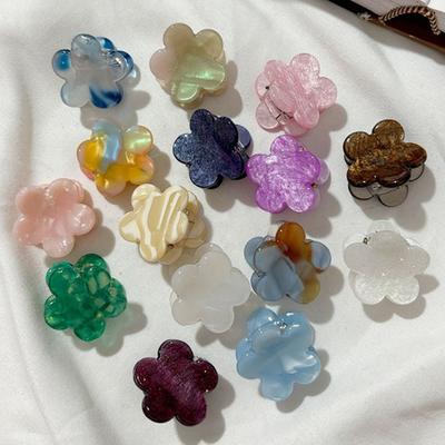 Ins  Cute 2.5cm Mini Little Flower Hair Clip Simple Cute Acetic Acid Color Magic Top Clip Side Clip Hair Accessories