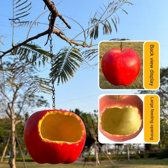 Weather-resistant Bird Feeder Fruit Shape Hanging Feeder, Outside Resin Bowl, Weather-proof Feeding Station for Outdoor Garden Patio Yard