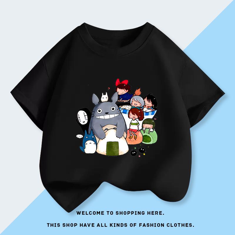 Summer New Baby Clothes and Children's Clothing Totoro Short-sleeved T-shirts for Boys and Girls Pure Children's Tops