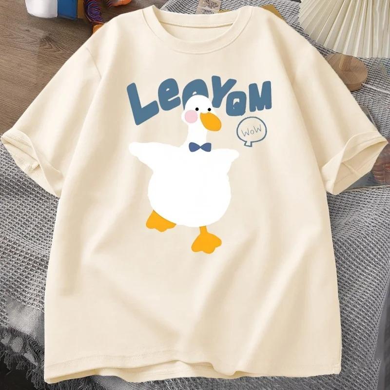 Funny Duck T-shirt Summer Short Sleeve T Shirt Women Short Sleeve Trendy Round Neck Casual Top Streetwear Clothes