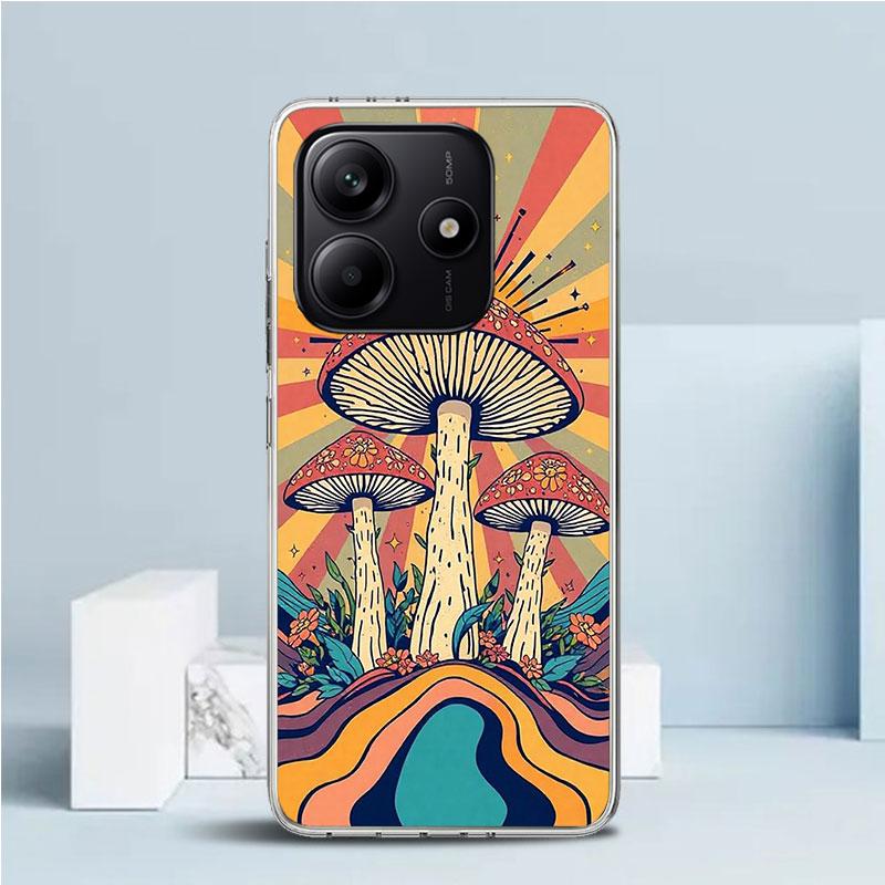 

Boho Hippy Mushroom Sunrise Soft Cover for Xiaomi Redmi Note 15 14 13 12 Pro Plus Phone Case 14S 11S 11T 11E 10S 10 4G Pattern S Redmi Note 10 4G