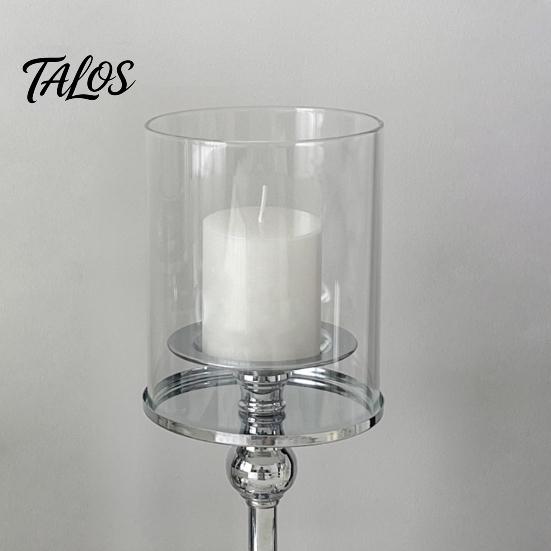 Talos Glas Kerzenhalter, Europäischer Stil Säulen Metall Hoher Kerzenständer für Kerzen und Teelichter, Romantische Tischmitte Hochzeit Party Heimdekoration