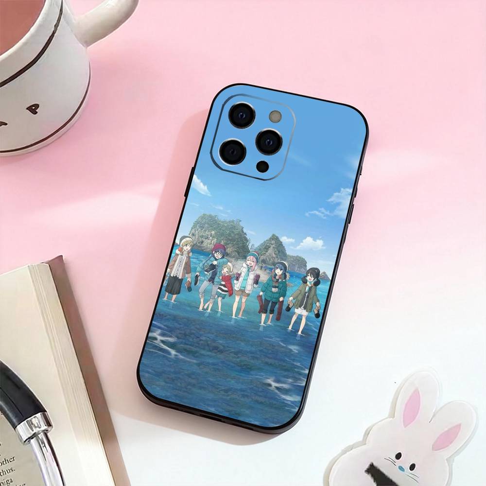 Y-Yuru C-Camp Anime  Phone Case For iPhone 17,16,15,14,13,12,11 Plus,Pro Max,Soft Silicone Black Cover