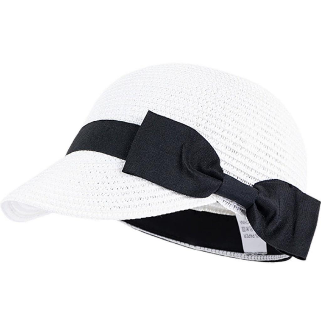 Elegant Summer Straw Hats Women Girl Short Brim Equestrian Caps Outdoor Foldable Breathable Baseball Cap Portable Beach Sun Hat