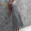 Abito Maxi Senza Maniche da Donna Abito Tank Largo Girocollo con Tasche Abito Lungo Estivo da Vacanza al Mare Outfit Estivo Casual