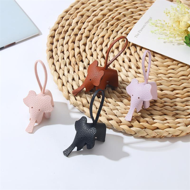 Cute Elephant Keychain Women'S Exquisite Bag Pendant Creative Pu Leather Car Keyring Hand Rope Bag Charm Jewelry Accessory Gifts