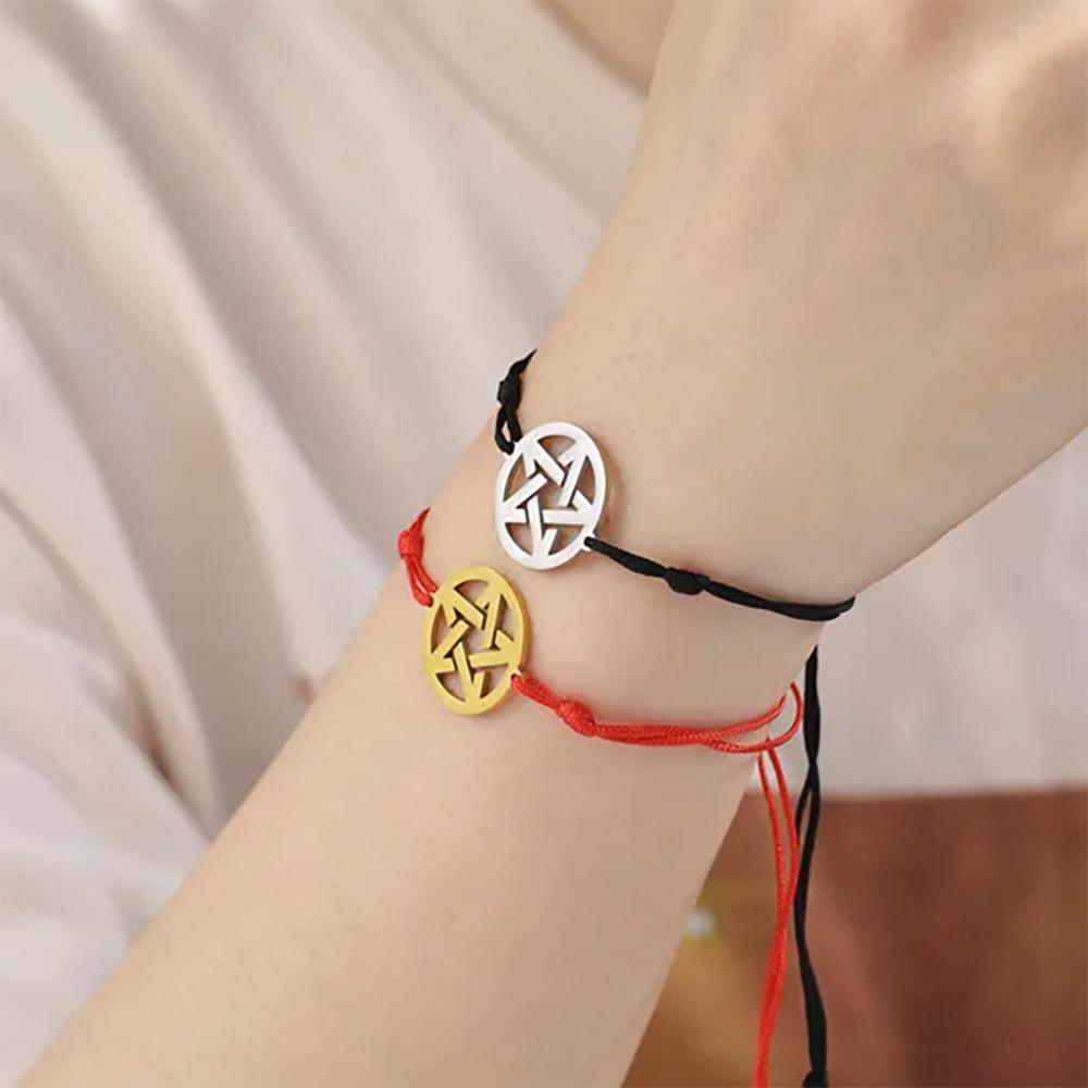 Pentacle Couple Bracelet on Hand for Women Men Stainless Steel Star Pentagram Jewelry Gold Box Chain Bracelets Gift