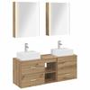 Bathroom Furniture Set 5 Pcs Artisan Oak Engineered Wood and Glass
