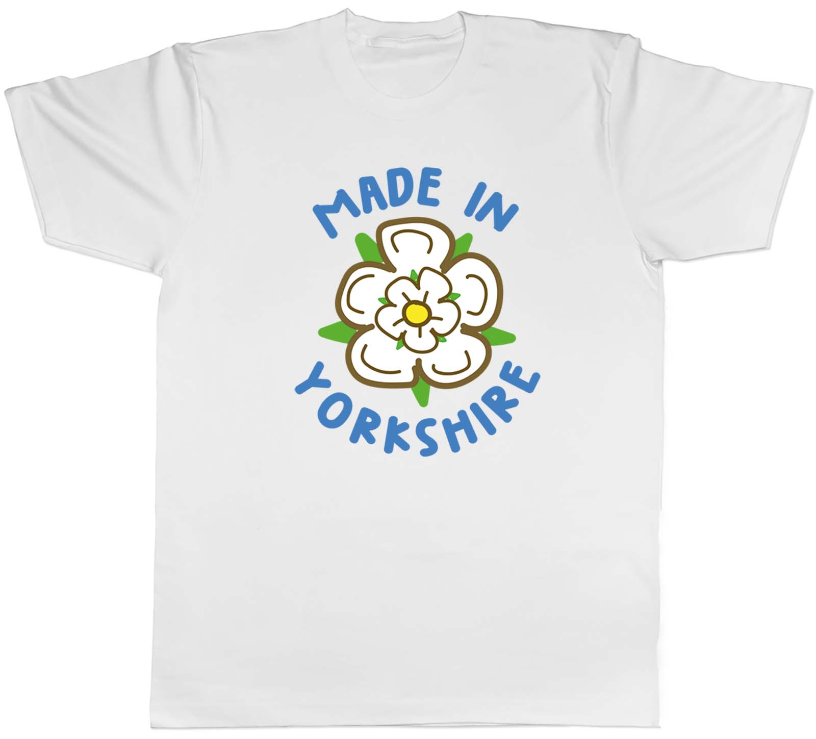 Made in Yorkshire Mens T Shirt White Rose of York Unisex Tee Gift 4 3XL
