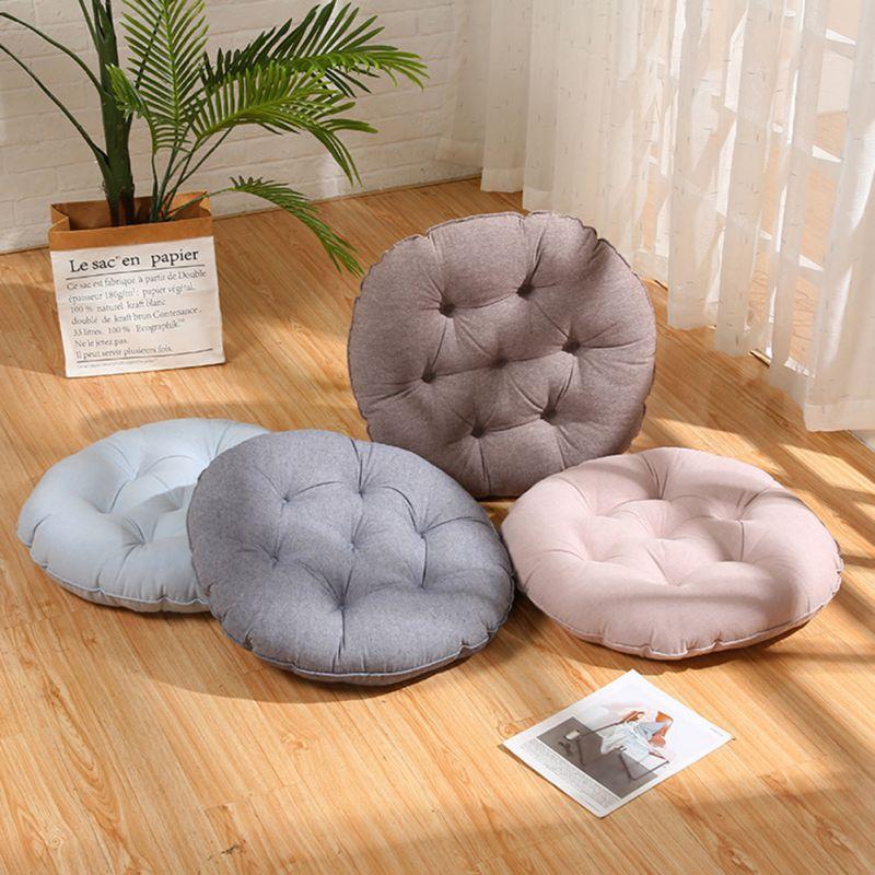 Solid Floor Pillow Futon Patio Seat Cushion Reversible Chair Cushion With Ties Tatami Pad Washable Window Pad Bench Cushions
