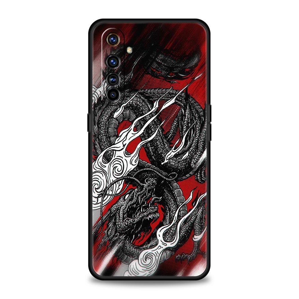 Dragon Phone Case For Realme 12 11 10 6 7 9 Pro Plus 8 5G C35 8i 9i GT2 GT3 GT5 GT Neo 2 3 5 Black Cover Soft Shell