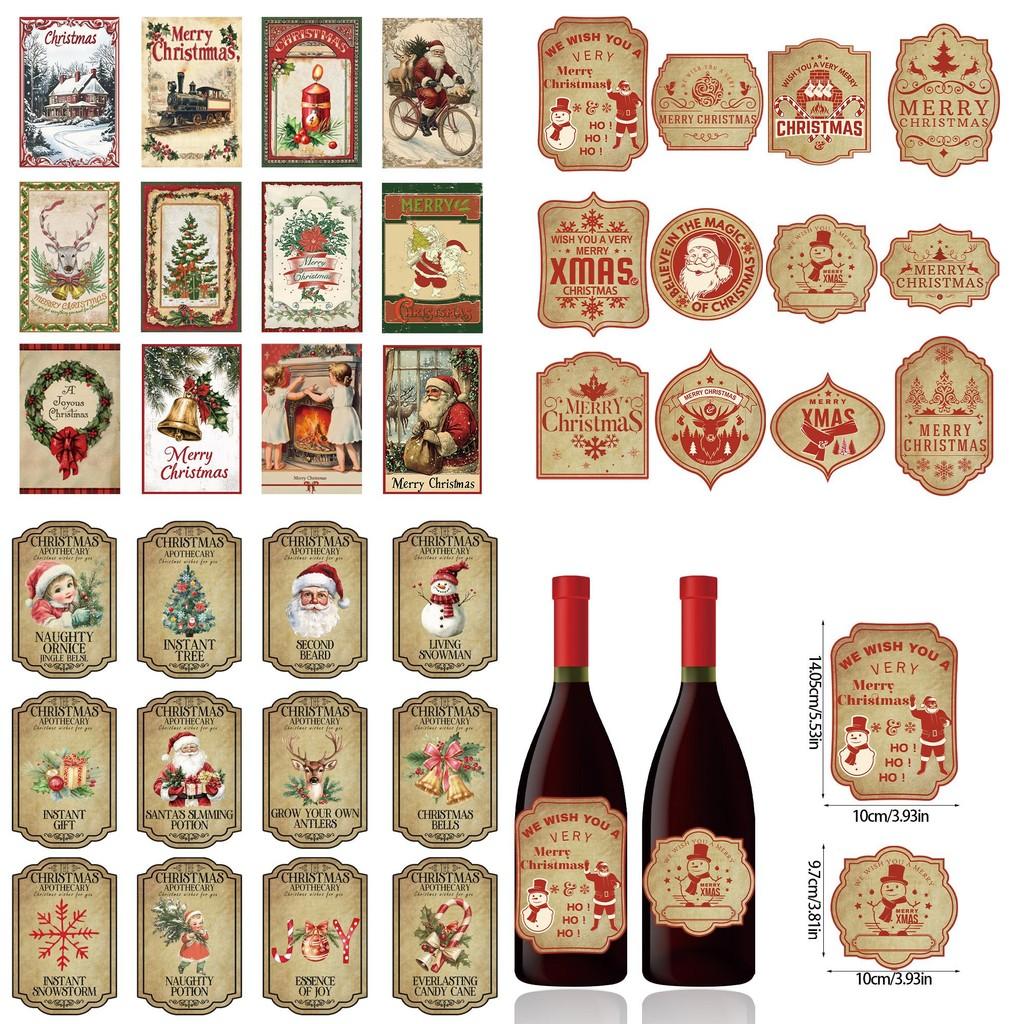 Jul Dekorativa Vinetiketter Med Vintage Design För Julbordsdekoration