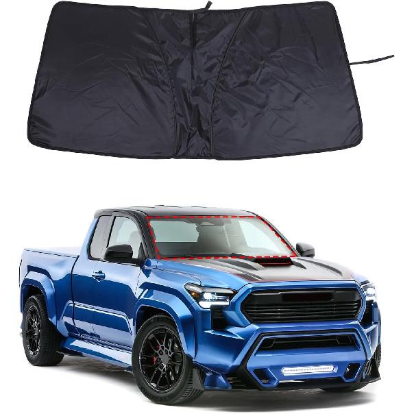 Windshield Sunshade Foldable Compatible with Toyota Tacoma 2024 2025, Custom-fit Windshield Reflective Sunshade Car Accessories (USA Flag) чёрный