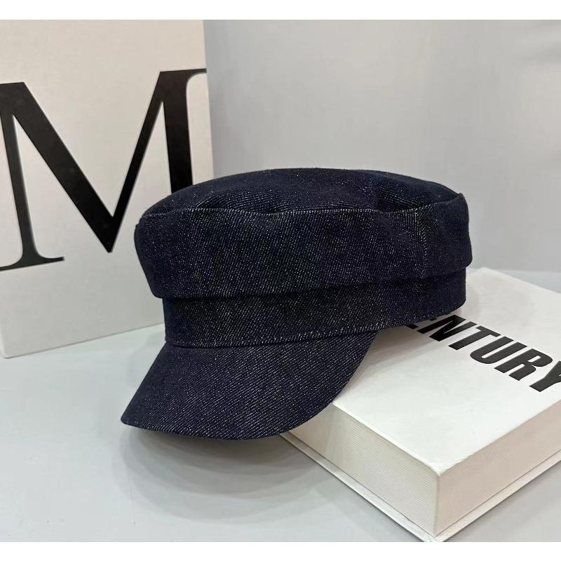 High quality heavy blue denim newsboy hat flat top hat female tide summer sunshade sun protection versatile hat