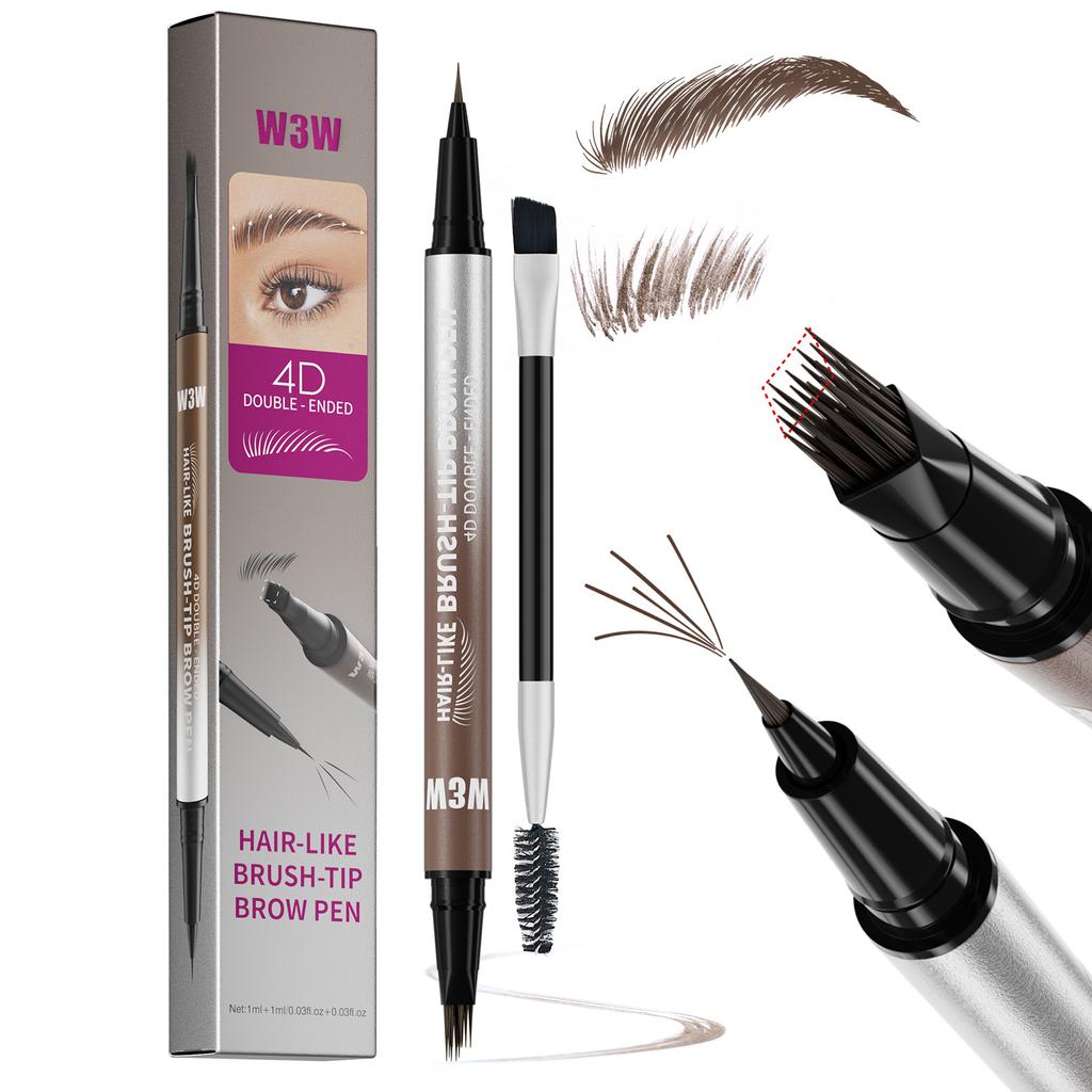 W3W Eyebrow Pencil Waterproof And Non-Smudging 4D Micro-Engraving Double-Headed Eyebrow Pencil Eyeliner 2In1 Liquid Eyebrow Pencil