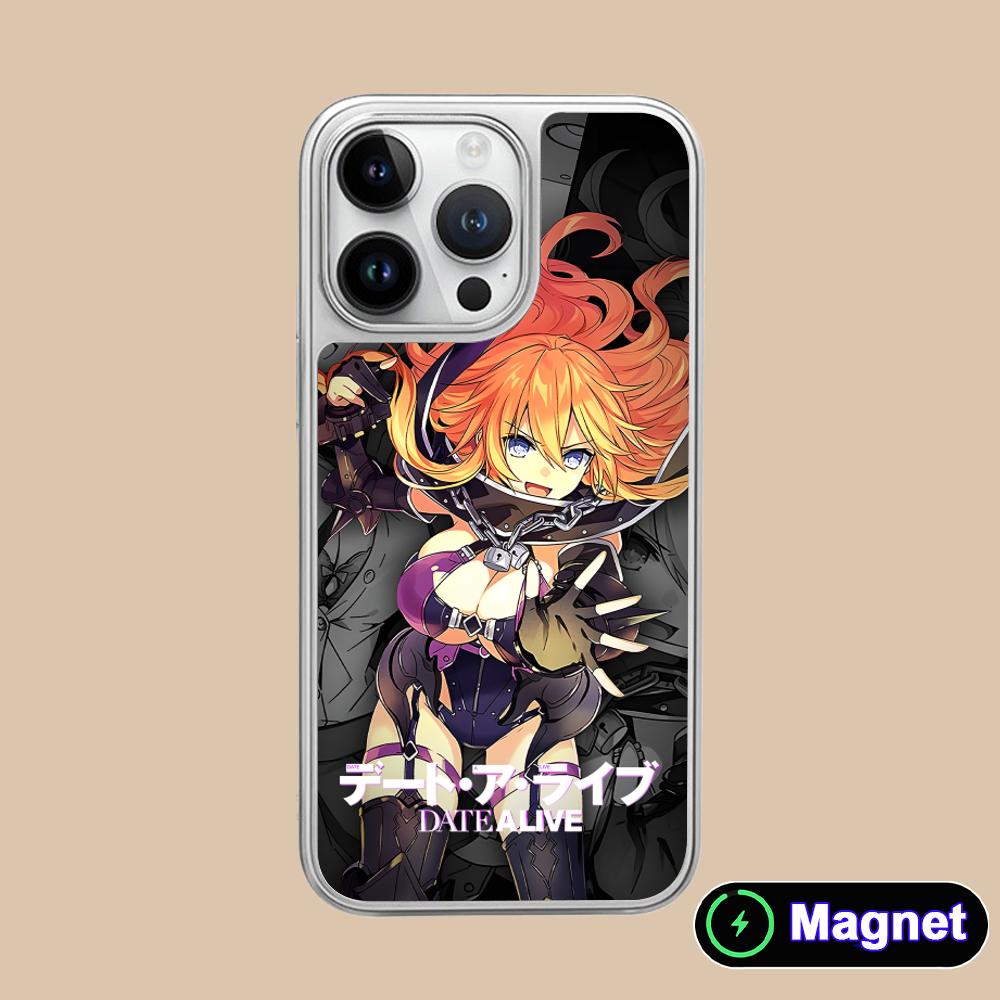 Date a Live Yamai Kaguya Silver Plating Magsafe Mobile Phone Case for iPhone 17 16 15 14 13 12 11 Air Pro Max Plus Colorful