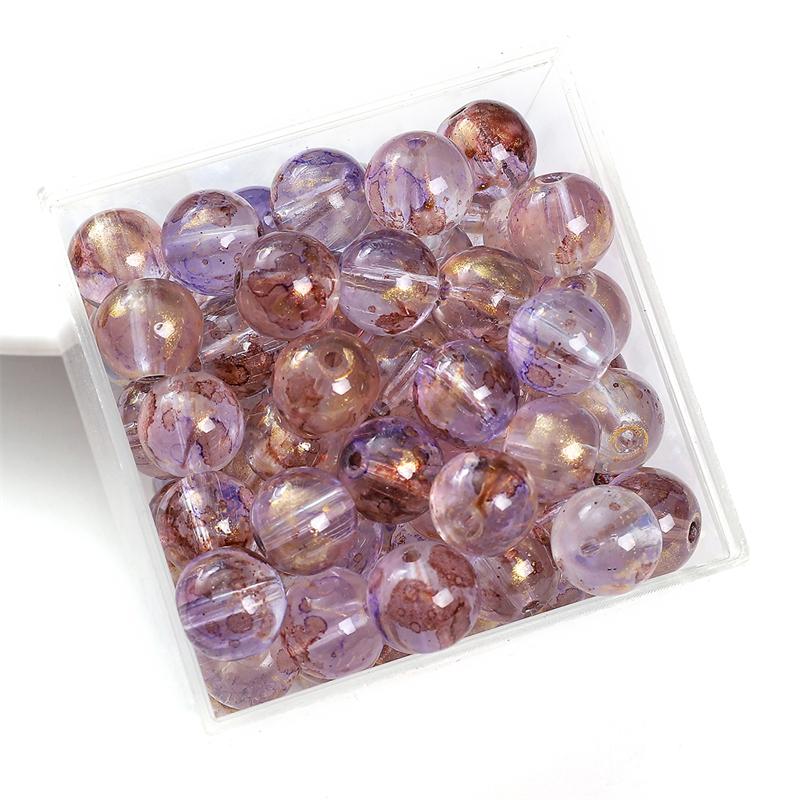 30/50pcs Crystal Glass Beads Ice Permeating Ink Halo Dyeing Sprinkles Golden Loose Spacer Beads for Jewelry Making