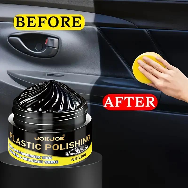 All-in-One Plastic Repair Wax-Dual Black Gloss Enhancer, for Car Seats,Dashboard,Center Console-Easy Care Protective Cream