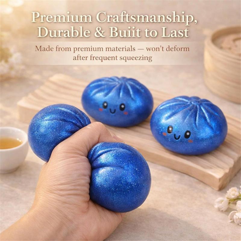 Glitzer-Knödel Squishy mit Box Quetschbox Knödel Sensorisches Stressabbau-Spielzeug für Kinder, Squishy Brötchen Teenager Party Geschenk