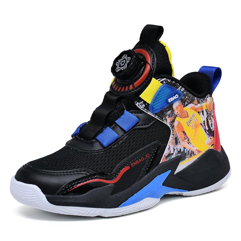 

Детские баскетбольные кроссовки Kobe boys новые осенние дышащие вращающиеся пряжки для мальчиков нескользящие амортизирующие студенческие кроссовки 35