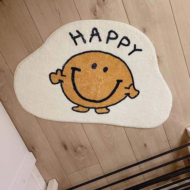 

Happy Smiley, волосатый напольный коврик, нерегулярный милый детский ковер для спальни, прикроватный коврик, впитывающий нескользящий коврик, коврик для ванной комнаты S 40x60cm