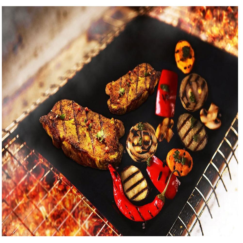 2Pcs Heat-Proof Bbq Grill Mat Non-Stick Reusable Cooking Sheet for Shrimp Steak Veggie Bbq on All Grill Types