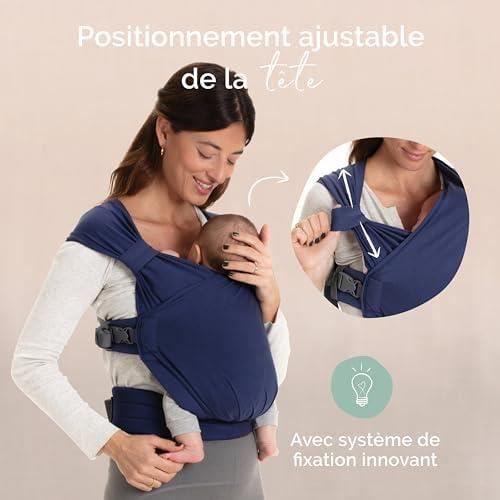 Porte Bébé Boba Bliss - Hybride et 2 en 1 - Écharpe de Portage Bébé Sans Nœud - Bleu