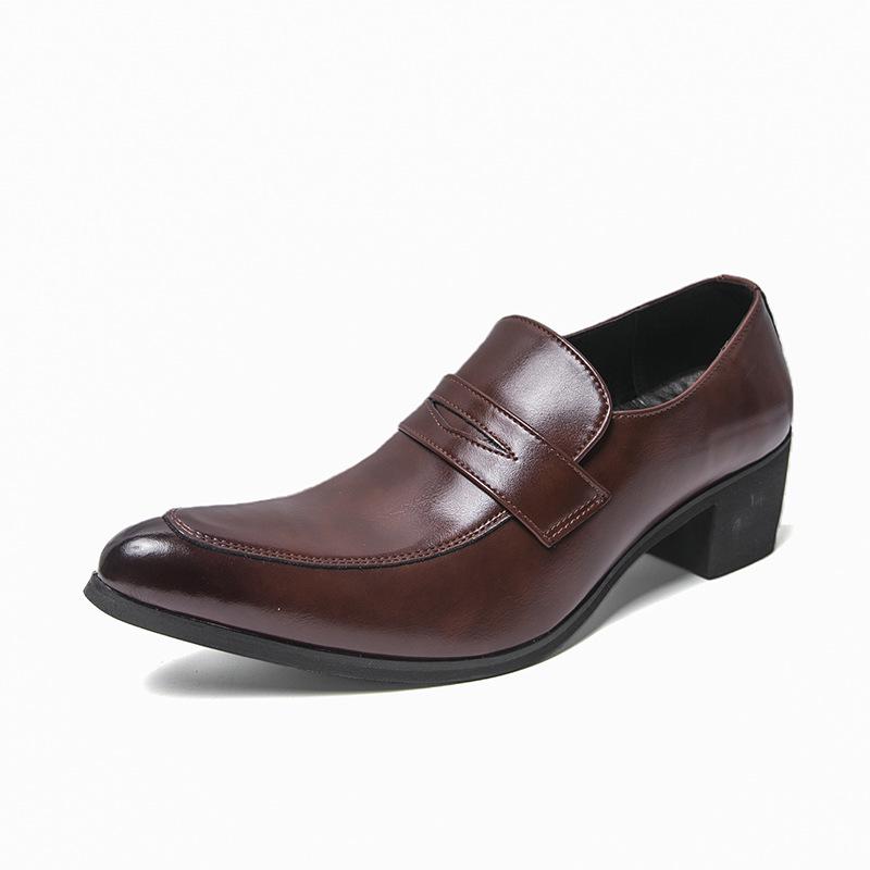 Herren Spitz zulaufende Leder High Heel Loafer, Große Größen, Britischer Stil für Formelle & Lässige Kleidung