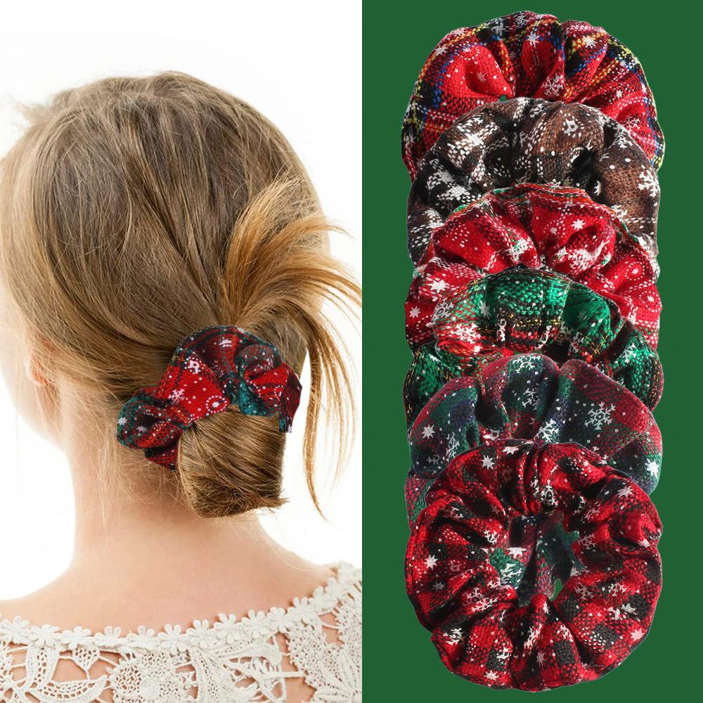 New Christmas Atmosphere Large Intestine Hair Tie Christmas Performance Props Snowflake Christmas Reindeer Antler Hair Tie Hair Accessory