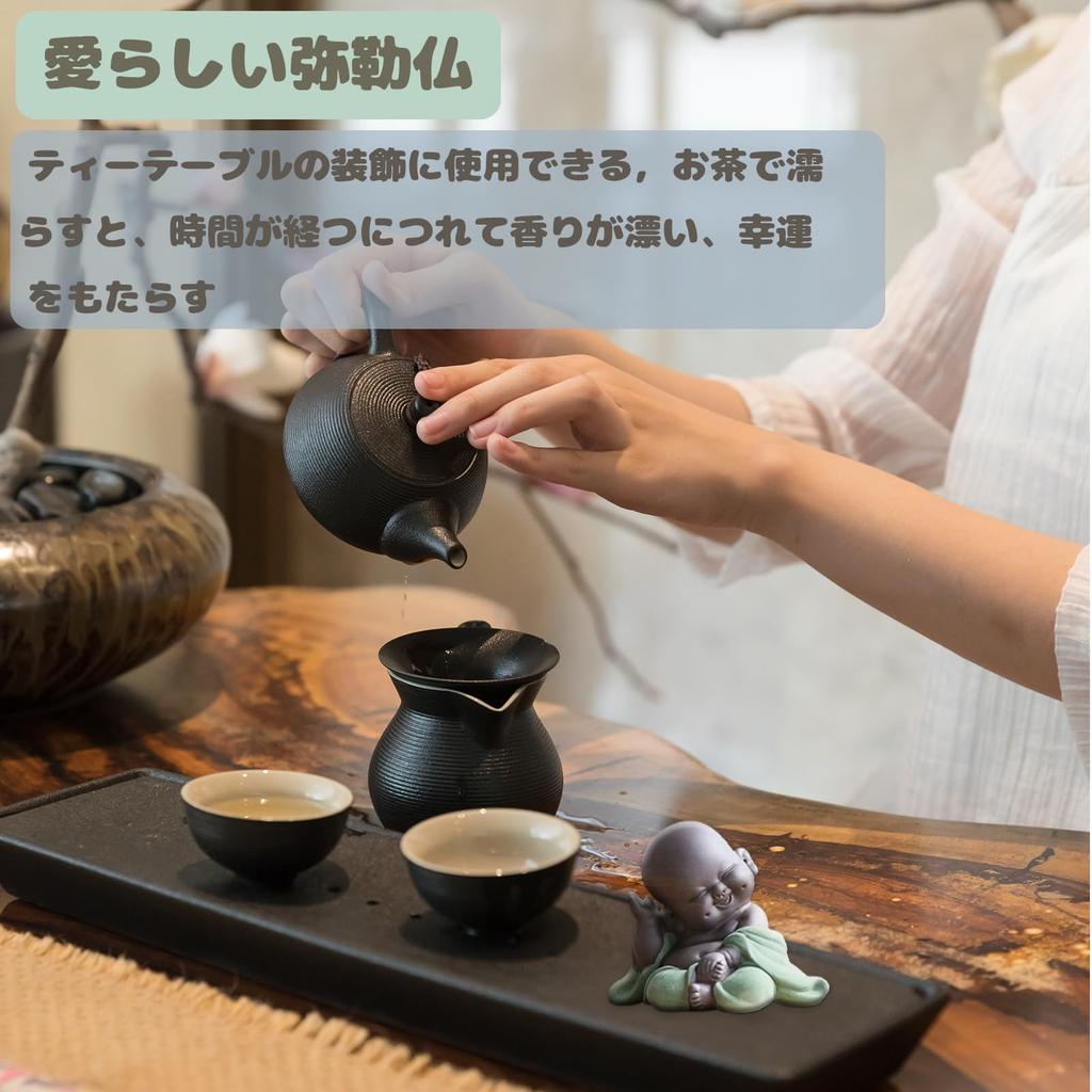 Temiry Buddha Ceramics Statue, Cute Buddha Statue, Green, 8.5cm Wide x 5.3cm Deep x 6.8cm High