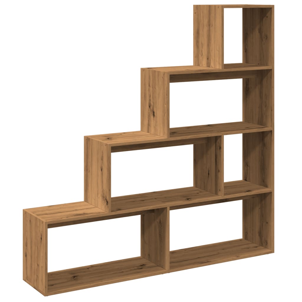 Room Divider Bookshelf 4 Tier Artisan Oak Design 143.5 X 29 X 143.5 Cm