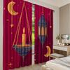Set Of 2 Flat Printing Curtains Celestial Moons Digital Printed Polyester Drapes Festive Holiday New Year Carnival Curtain