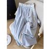 Lace belt wide-leg pants high-end loose and thin casual pants temperament versatile solid color floor-mopping straight-leg pants