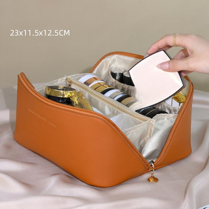 Portable Large Capacity PU Portable Toiletry Bag Travel Storage Bag Organ Pillow Makeup Bag