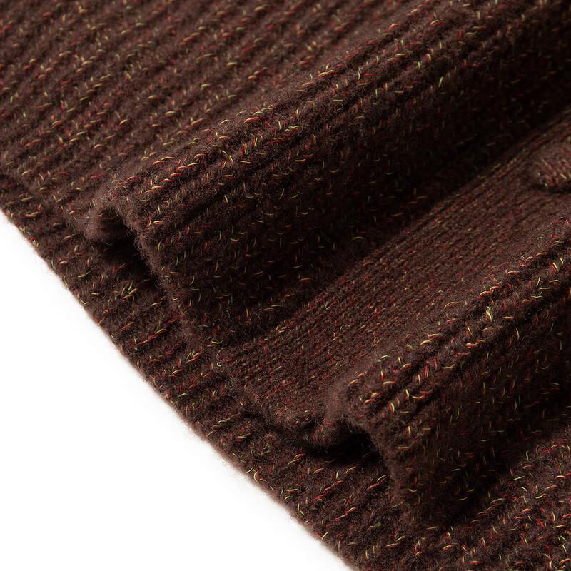 TUHUANG Women's 2025 A/W Pure Wool Thickened Ribbed V-Neck Cardigan Sweater