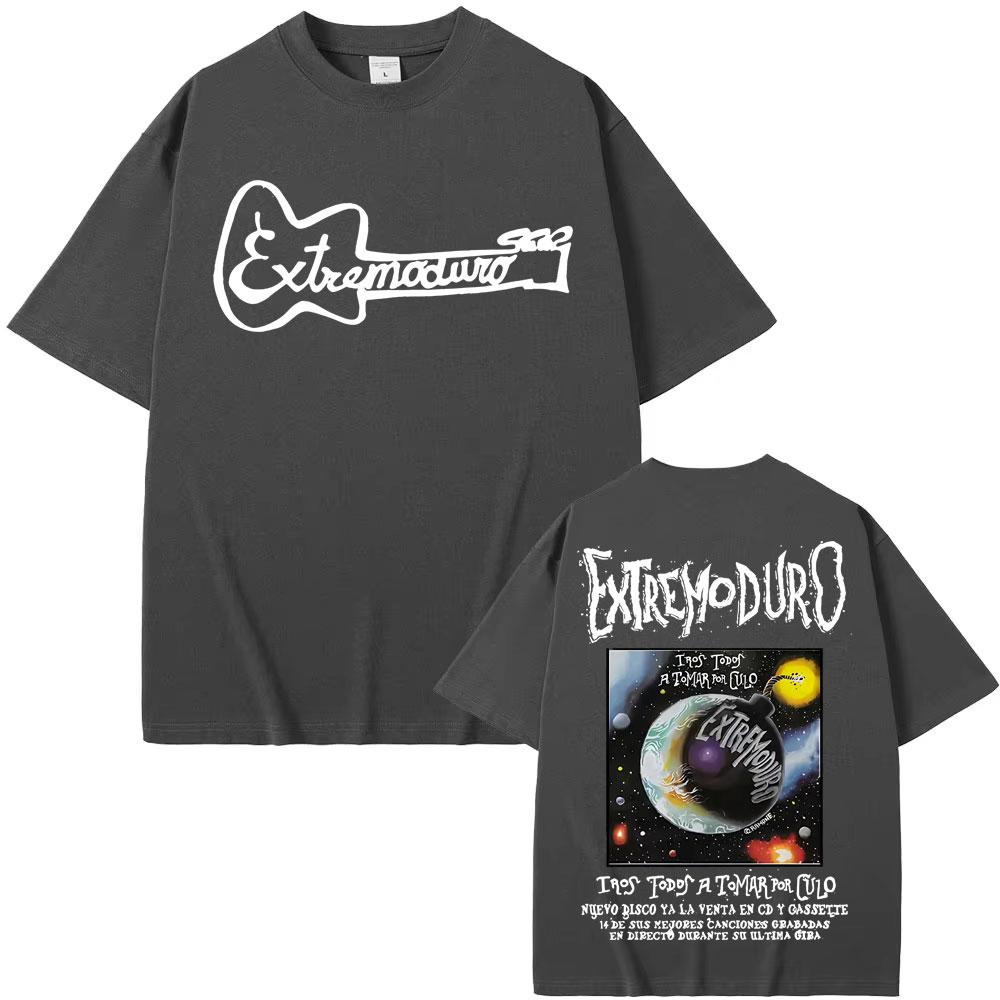 Graphic Rock Band EXTREMODURO Tour 2025 Men's and Women's T-shirts, Fashionable Short-sleeved Retro Oversized Loose Men's Tops