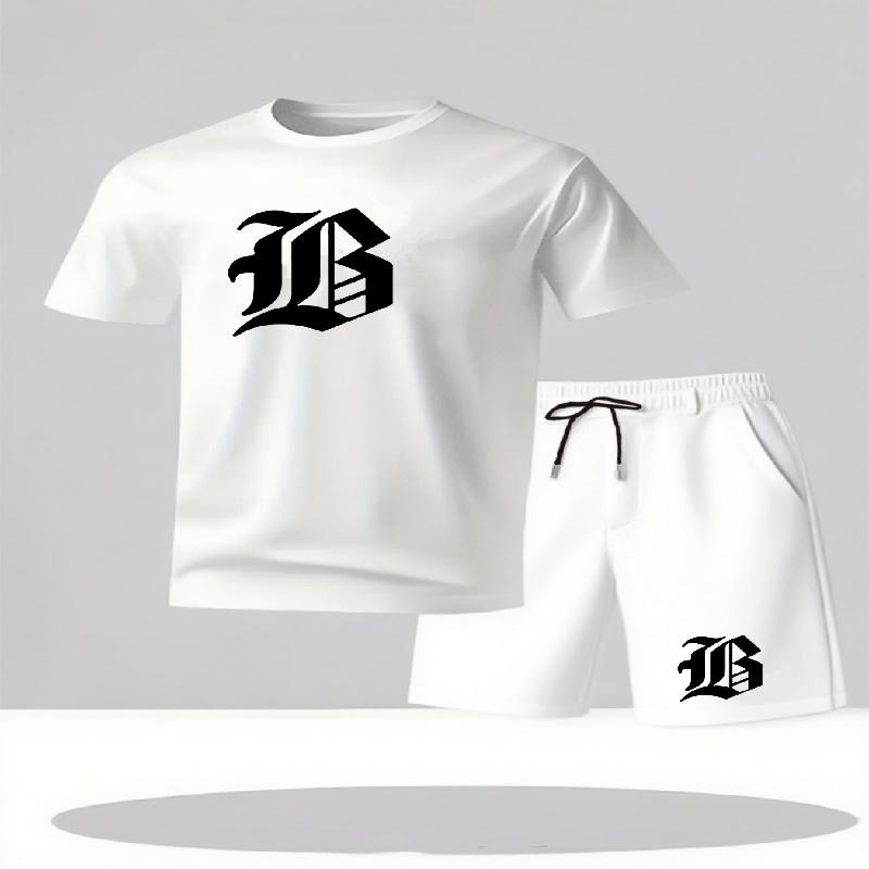 2026 Summer New Men's Casual Set Printed Sportswear Summer Streetwear Outdoor Shorts Set