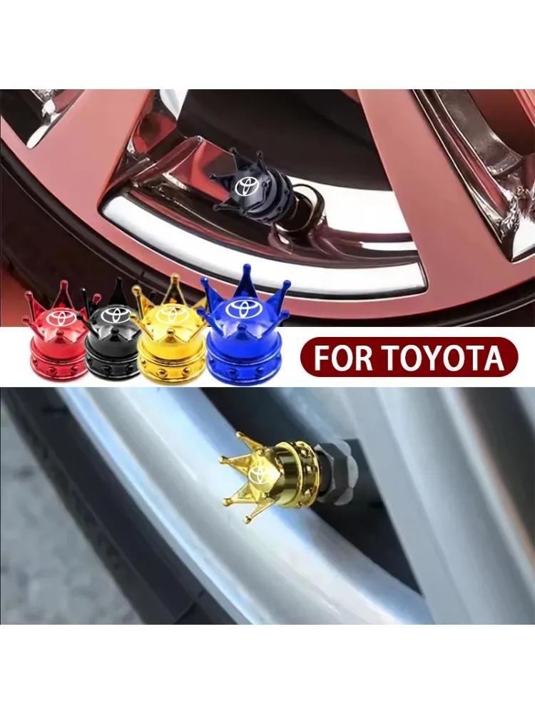 BBF1 4PCS Crown Style Tire Valve Stem Caps, Air Caps Cover, Aluminum Alloy Dustproof And Waterproof Valve Caps Cover For All Toyota