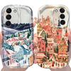 Red Christmas Bus Wave Case for Samsung Galaxy S25 S24 S23 S22 S21 Ultra Plus S20 FE A73 A72 A71 A56 A55 A54 5G A51 4G Cover